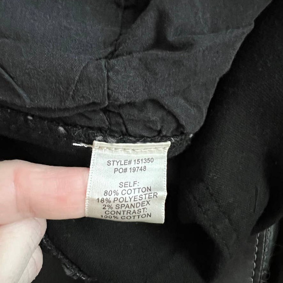 Skies Are Blue Black Denim Button Front Raw Hem Plus Size Knee Length Skirt - Picture 12 of 12